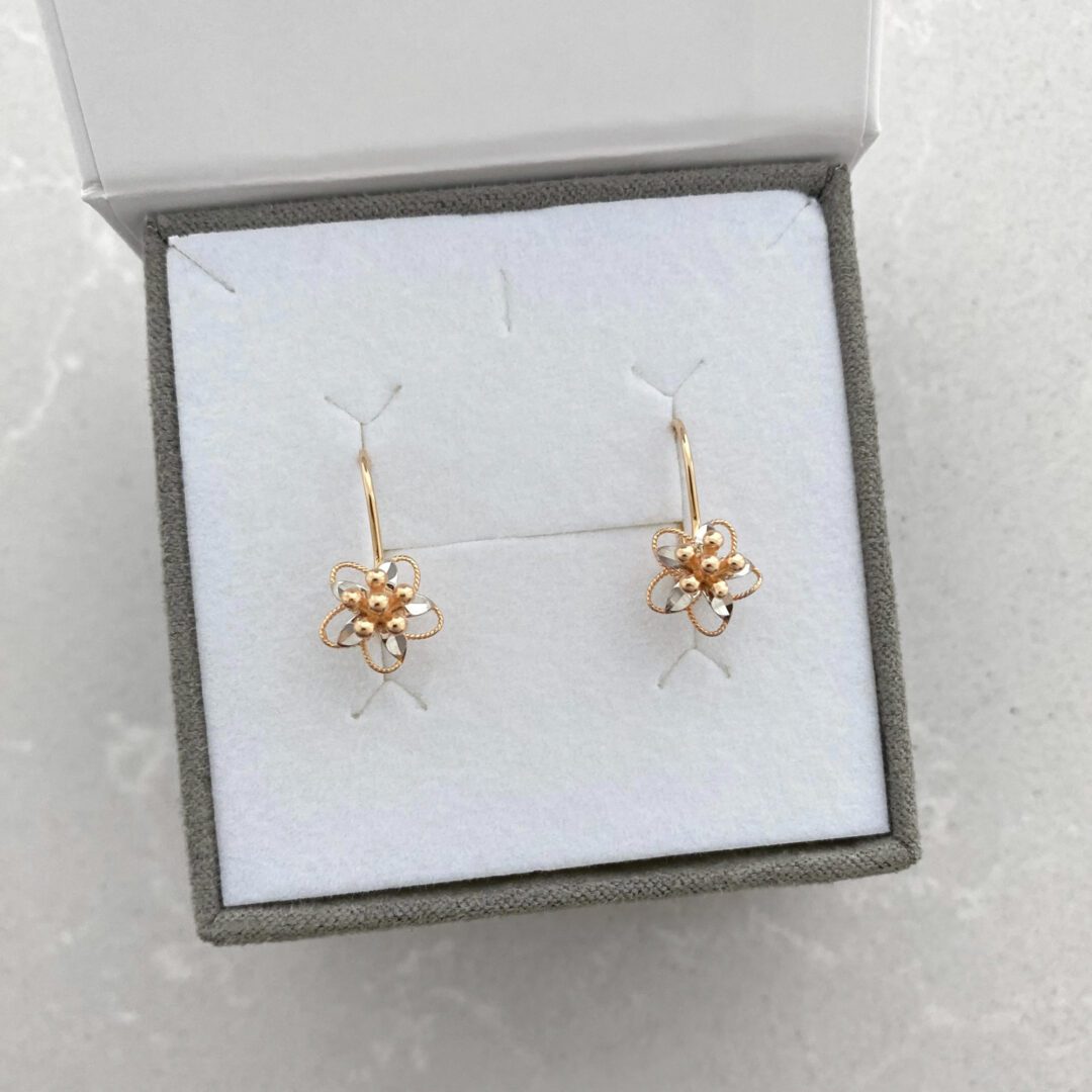 Rose gold flower earrings