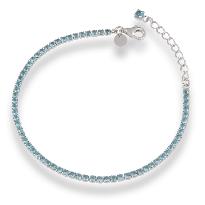 Sterling silver Tennis bracelet with blue cubic zirconia