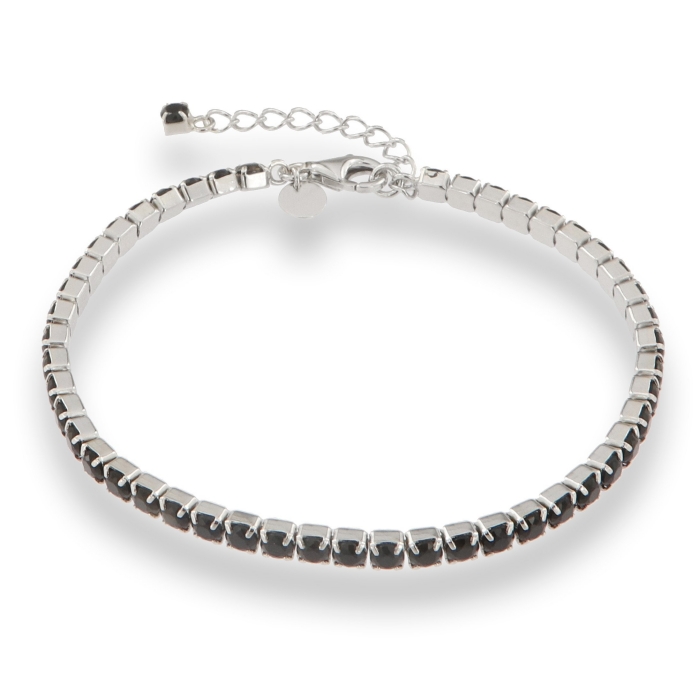 Sterling silver Tennis bracelet with black cubic zirconia