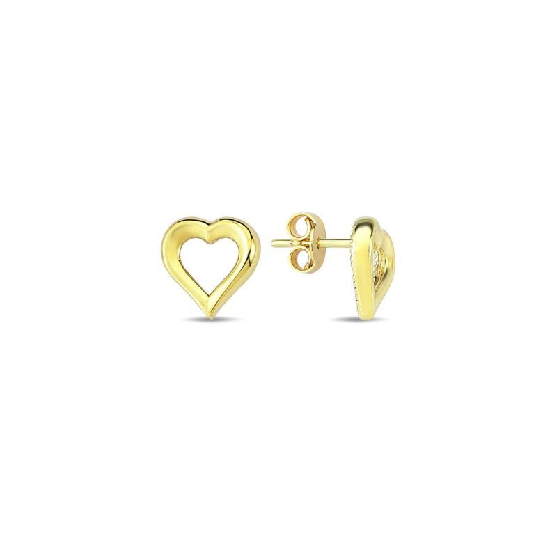 Yellow gold stud earrings - hearts