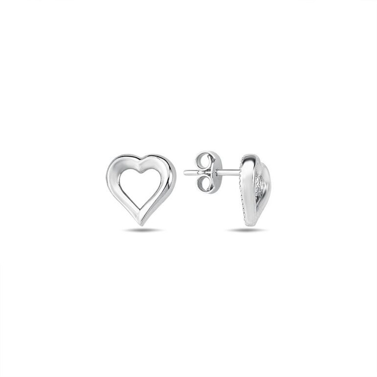 White gold stud earrings - hearts