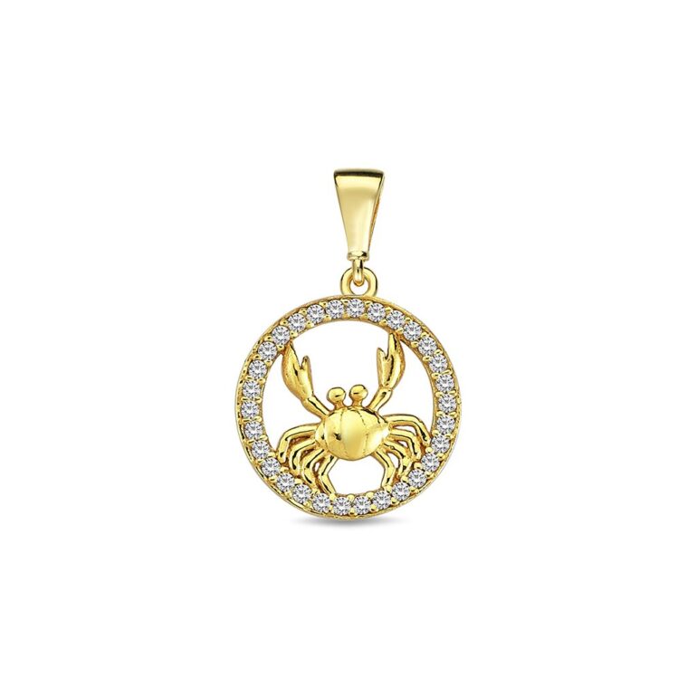 Yellow gold pendant with cubic zirconia zodiac sign Cancer