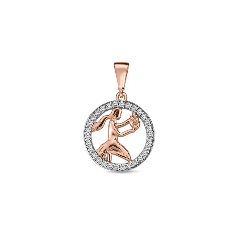 Rose gold pendant with cubic zirconia zodiac sign Virgo