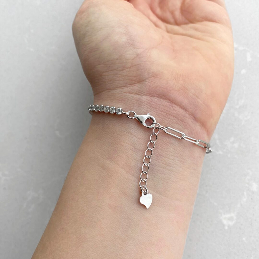 Sterling silver bracelet with cubic zirconia