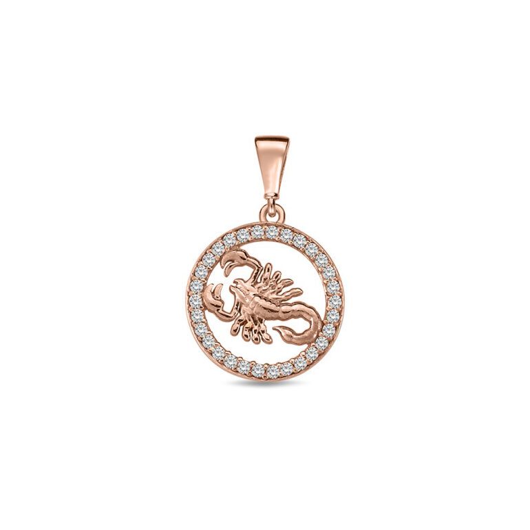 Rose gold pendant with cubic zirconia zodiac sign Scorpio