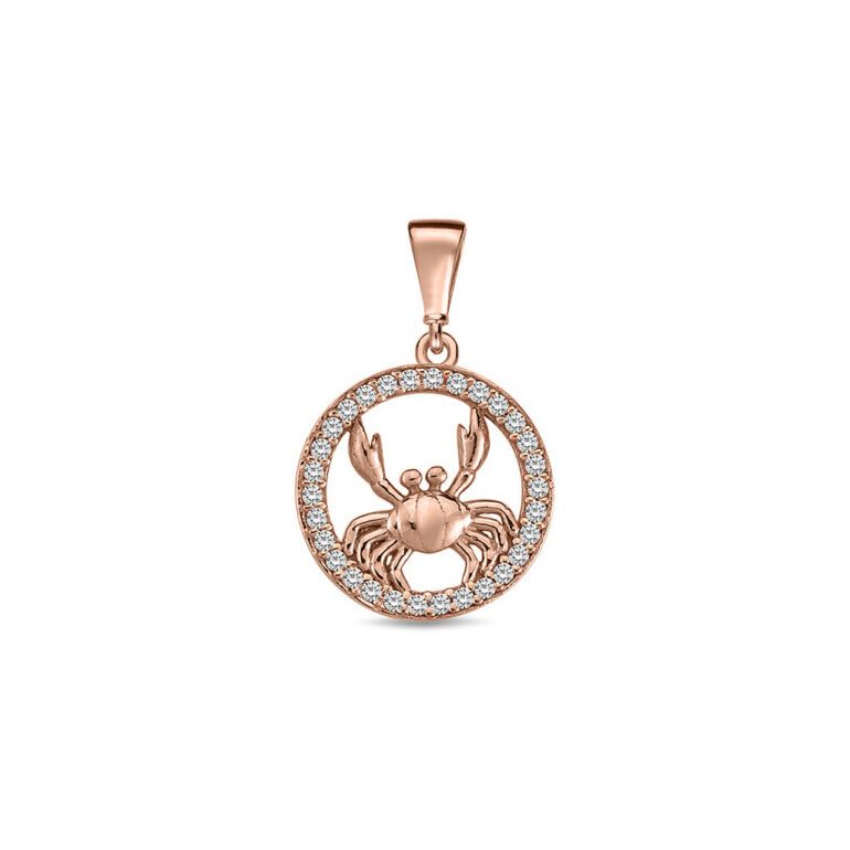 Rose gold pendant with cubic zirconia zodiac sign Cancer