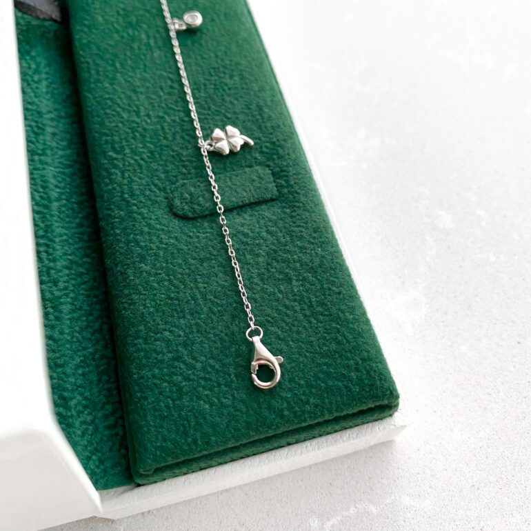 Sterling silver anklet with cubic zirconia