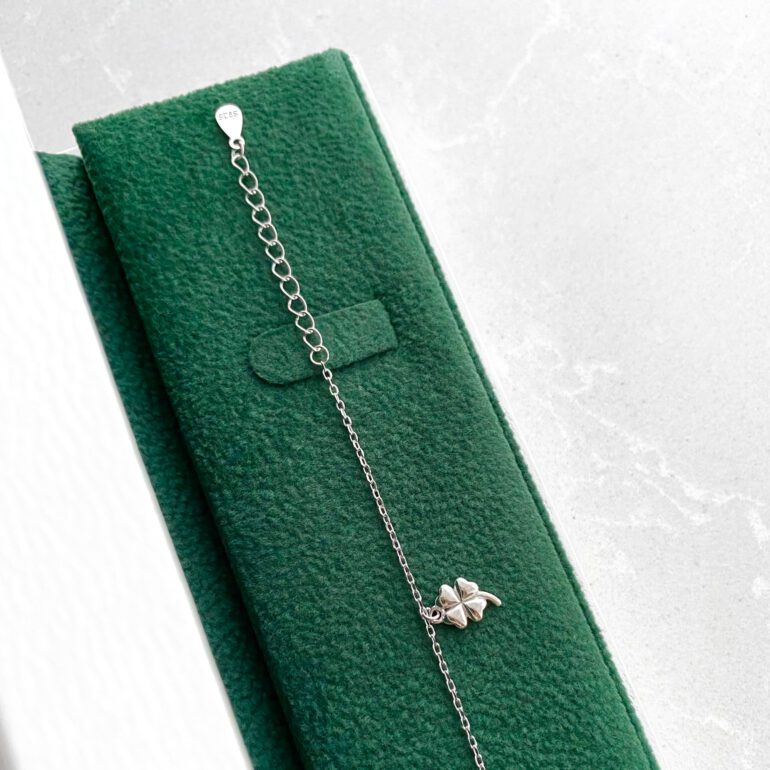 Sterling silver anklet with cubic zirconia