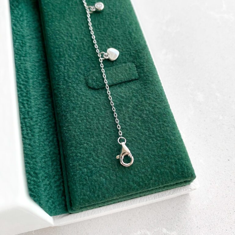 Sterling silver anklet with cubic zirconia