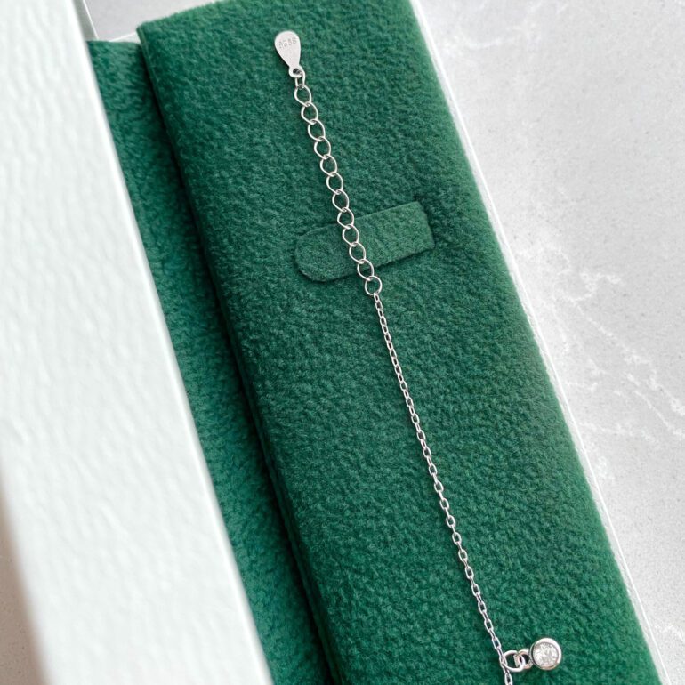 Sterling silver anklet with cubic zirconia