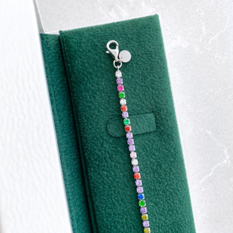 Sterling silver Tennis bracelet with colourful cubic zirconia