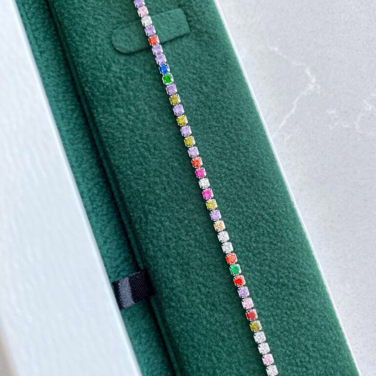 Sterling silver Tennis bracelet with colourful cubic zirconia