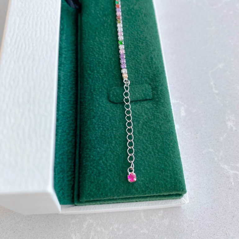 Sterling silver Tennis bracelet with colourful cubic zirconia