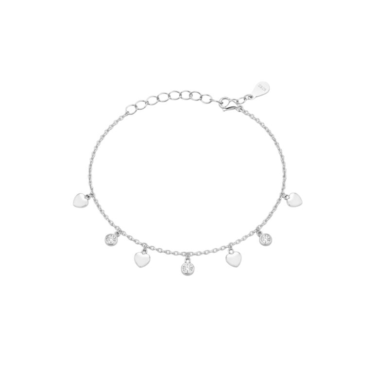 Sidabrinė apykojė su cirkoniais ir širdelėmis