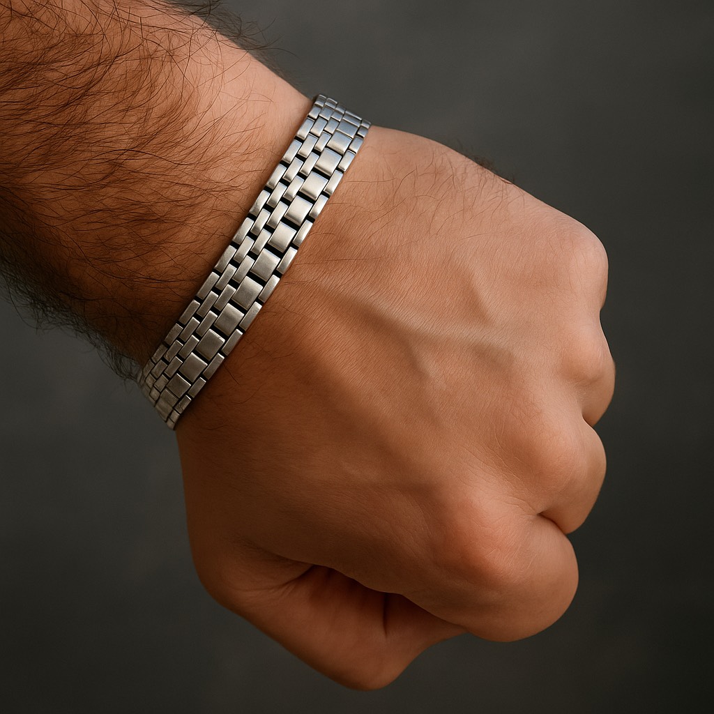 Modernaus matinio šlifavimo sidabrinė apyrankė vyrams