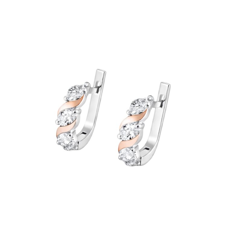 Gold Plated Sterling Silver Earrings With Cubic Zirconia