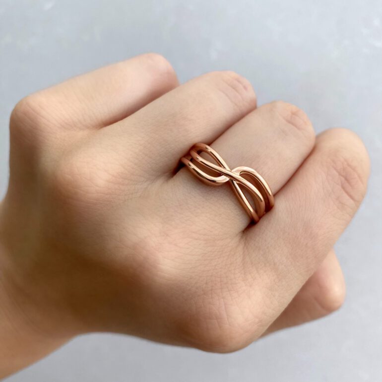 A modern rose gold ring