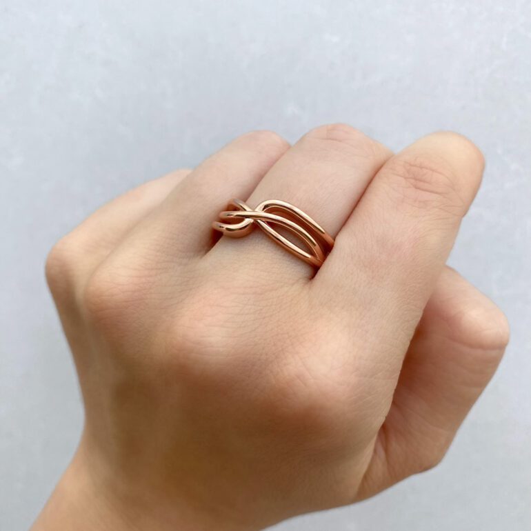 A modern rose gold ring