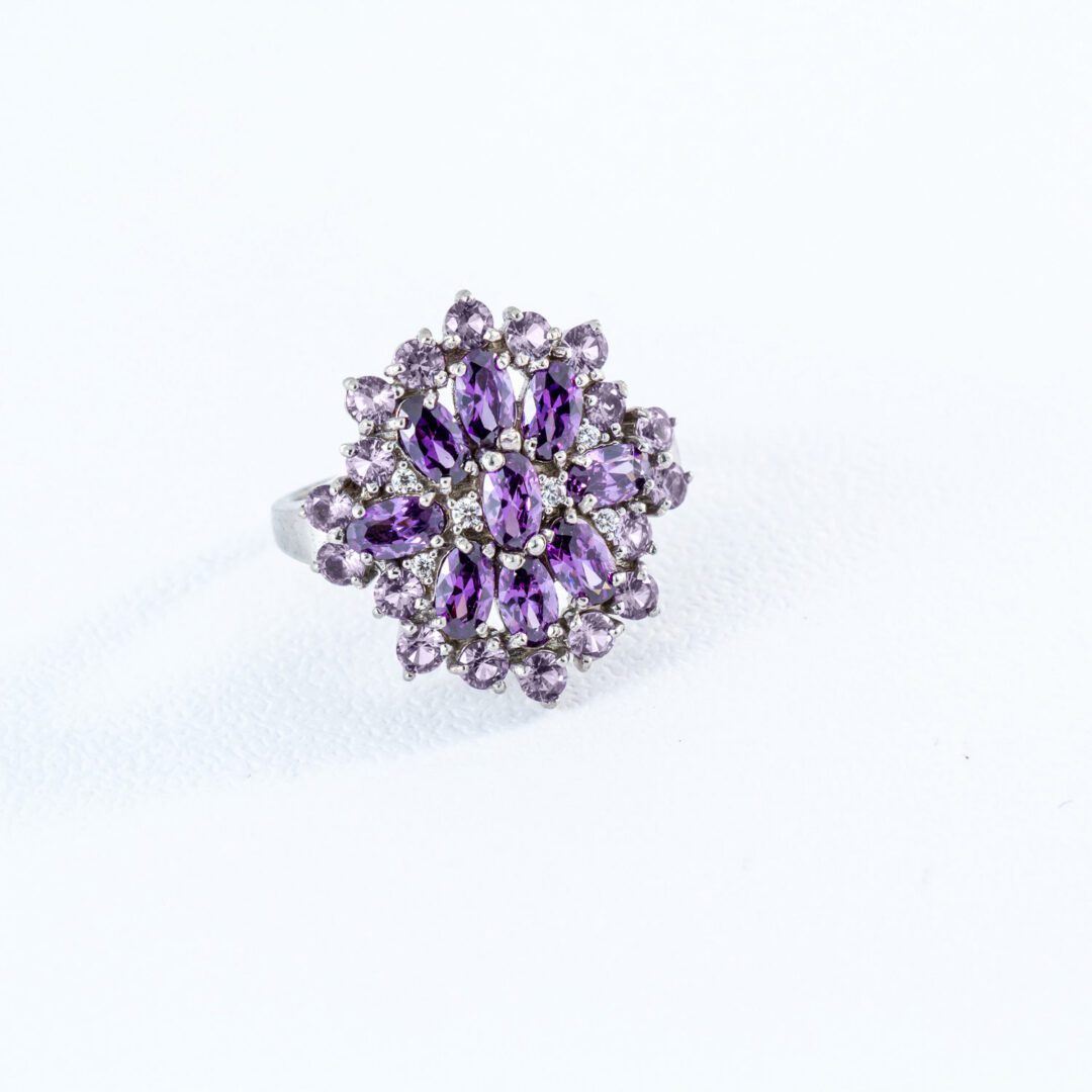 Sterling silver ring with alexandrite and fianit