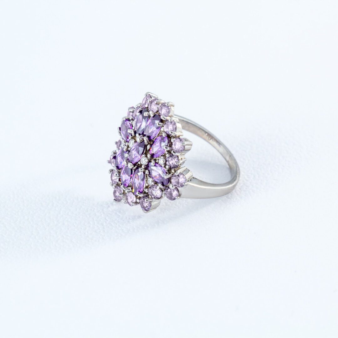 Sterling silver ring with alexandrite and fianit