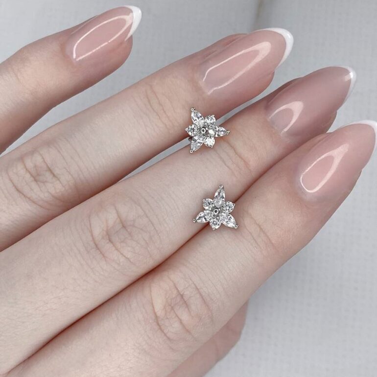 Sterling silver screw back earrings with cubic zirconia