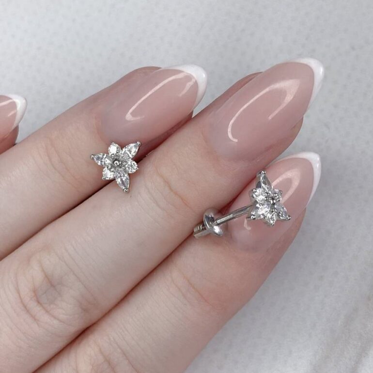 Sterling silver screw back earrings with cubic zirconia