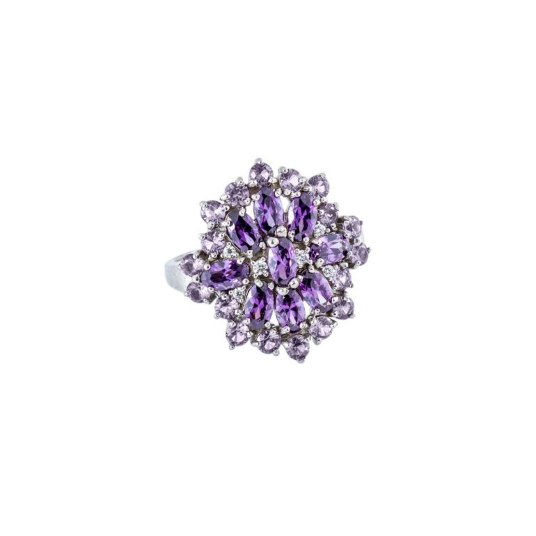 Sterling Silver Ring With Alexandrite And Fianits