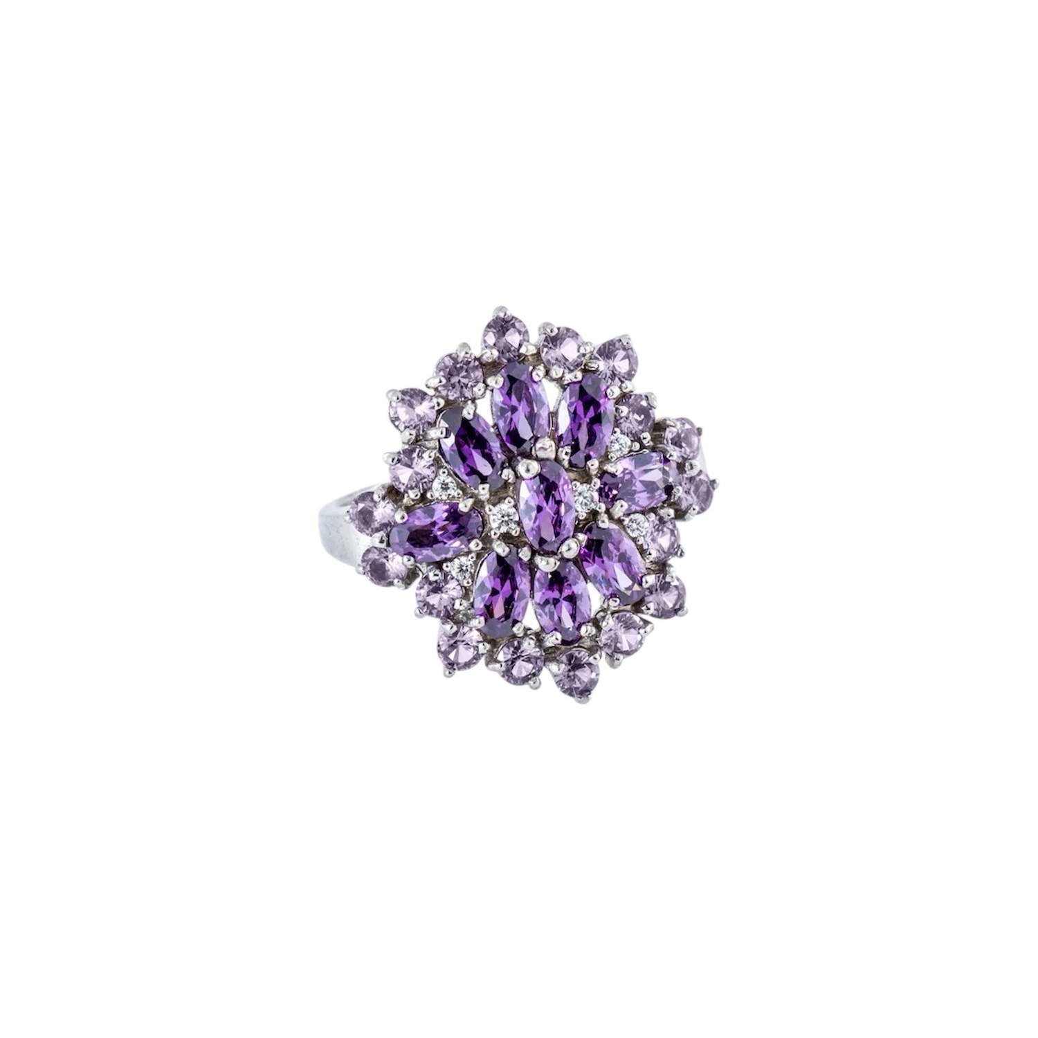 Sidabrinis Žiedas Su Aleksandritais Ir Fianitais