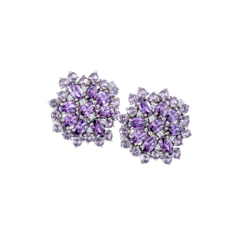 Sterling Silver Earrings With Alexandrite And Fianits