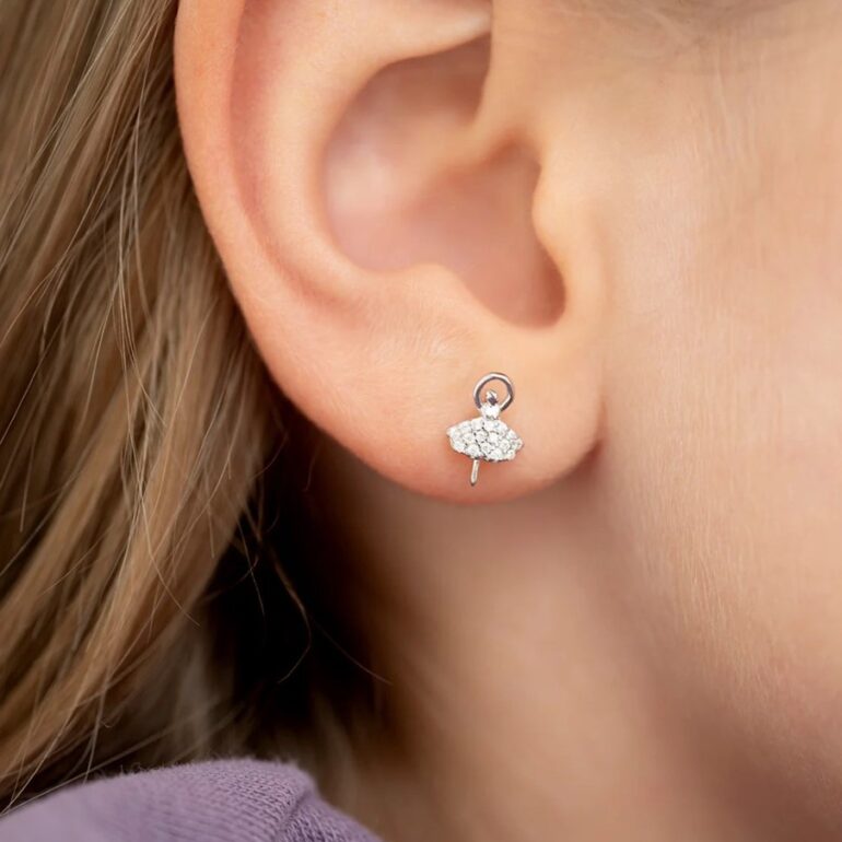 Sterling silver stud ballerina earrings for kids