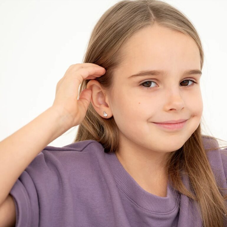 Sterling silver stud ballerina earrings for kids