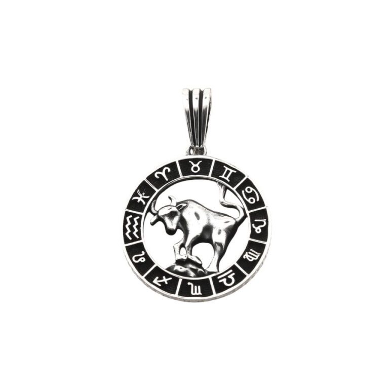 Vyriškas oksiduoto sidabro zodiako pakabukas - Jautis