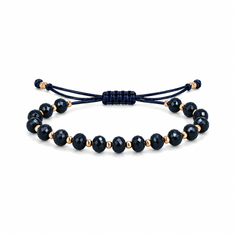 Blue String Bracelet With Gold