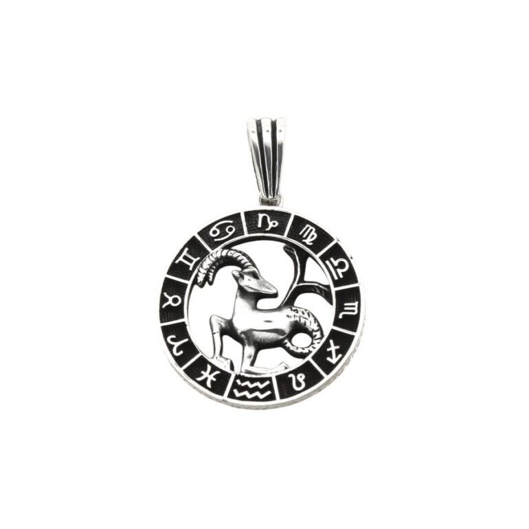 Vyriškas oksiduoto sidabro zodiako pakabukas - Ožiaragis