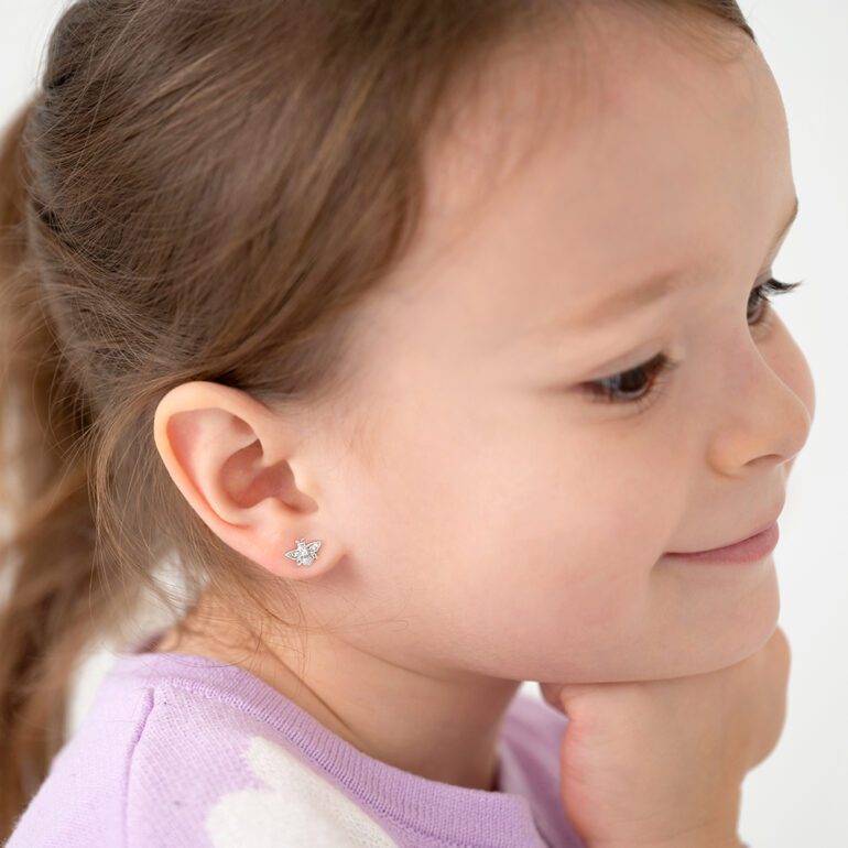 Sterling silver bees earrings for kids