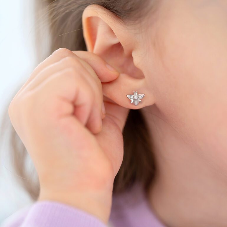 Sterling silver bees earrings for kids