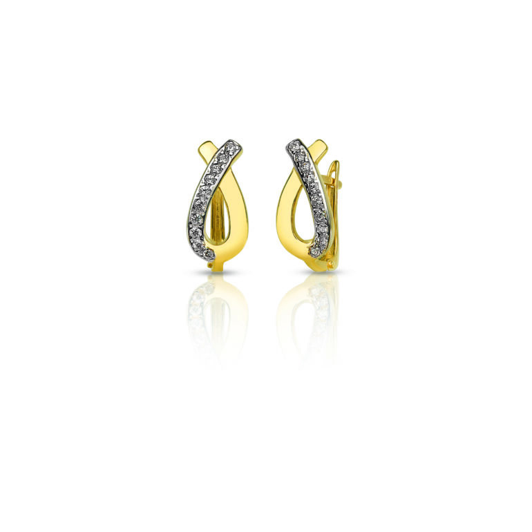 Yellow gold earrings with cubic zirconia