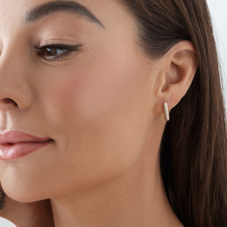 Rose gold hoop earrings with cubic zirconia