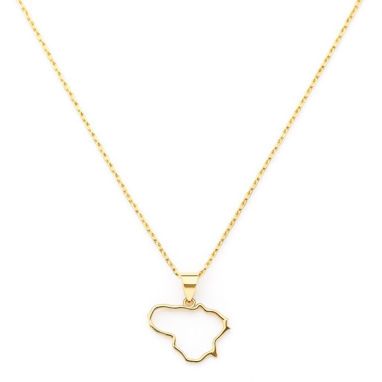 Yellow gold plated sterling silver chain with Lithuania pendant