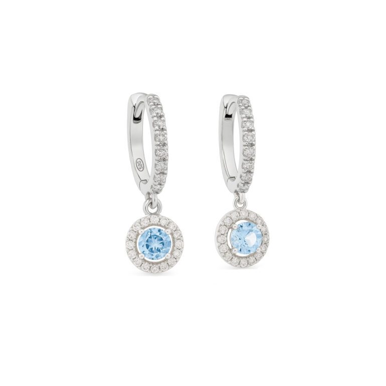Dandling sterling silver hoop earrings with cubic zirconia