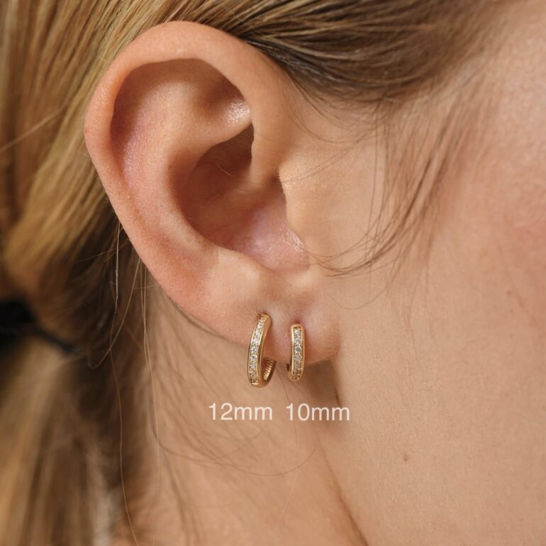 Rose gold hoop earrings with cubic zirconia