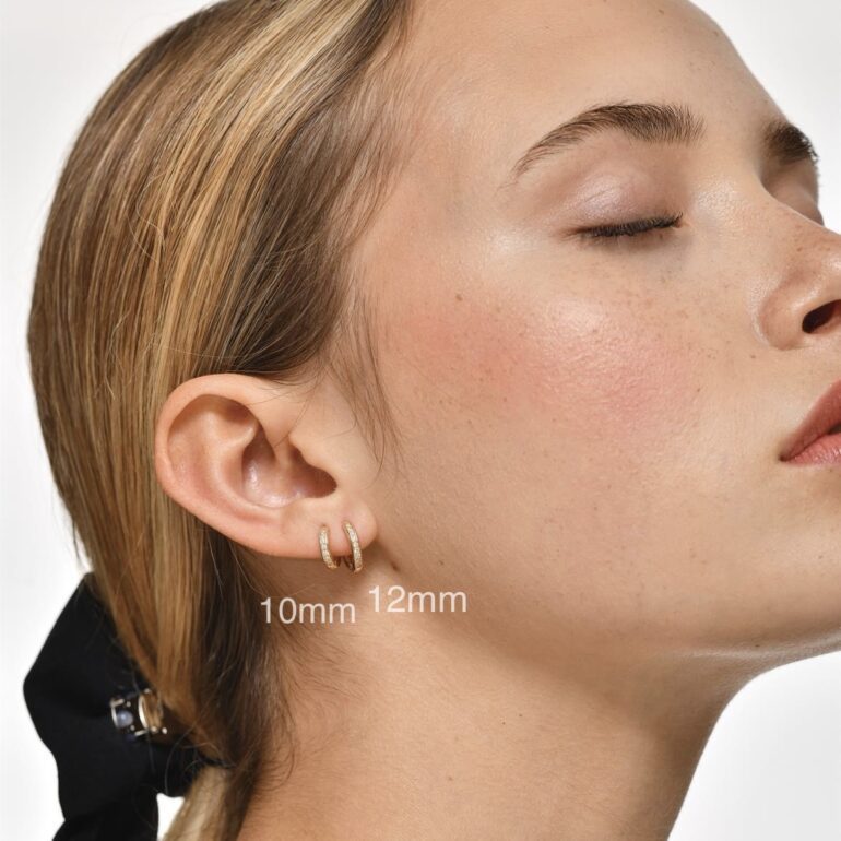 Rose gold hoop earrings with cubic zirconia