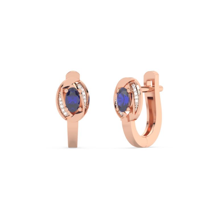 Rose gold earrings with sapphires and diamonds