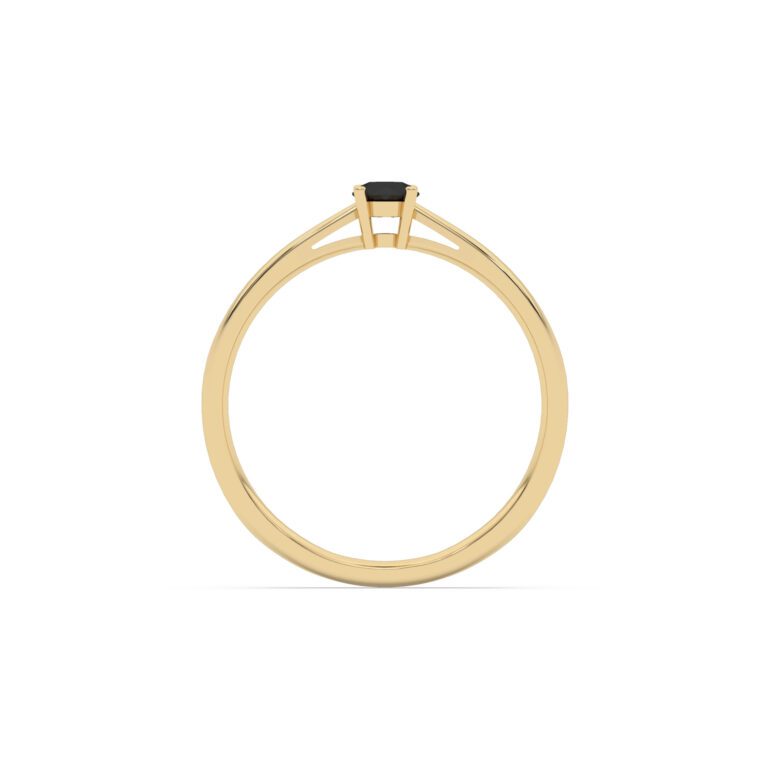 Geltono aukso žiedas su juodu deimantu