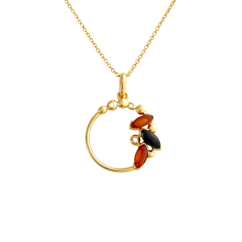 Gold Plated Sterling Silver Necklace With Amber