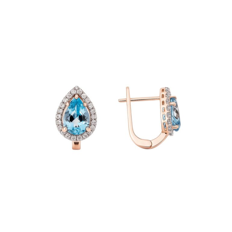 Rose gold earrings with topaz and cubic zirconia
