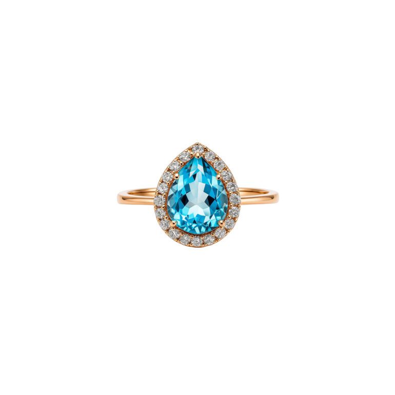 Rose gold ring with topaz and cubic zirconia