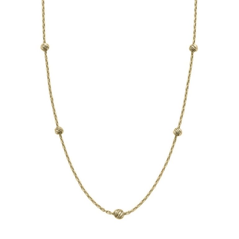 Yellow gold chain with engraved golden beads