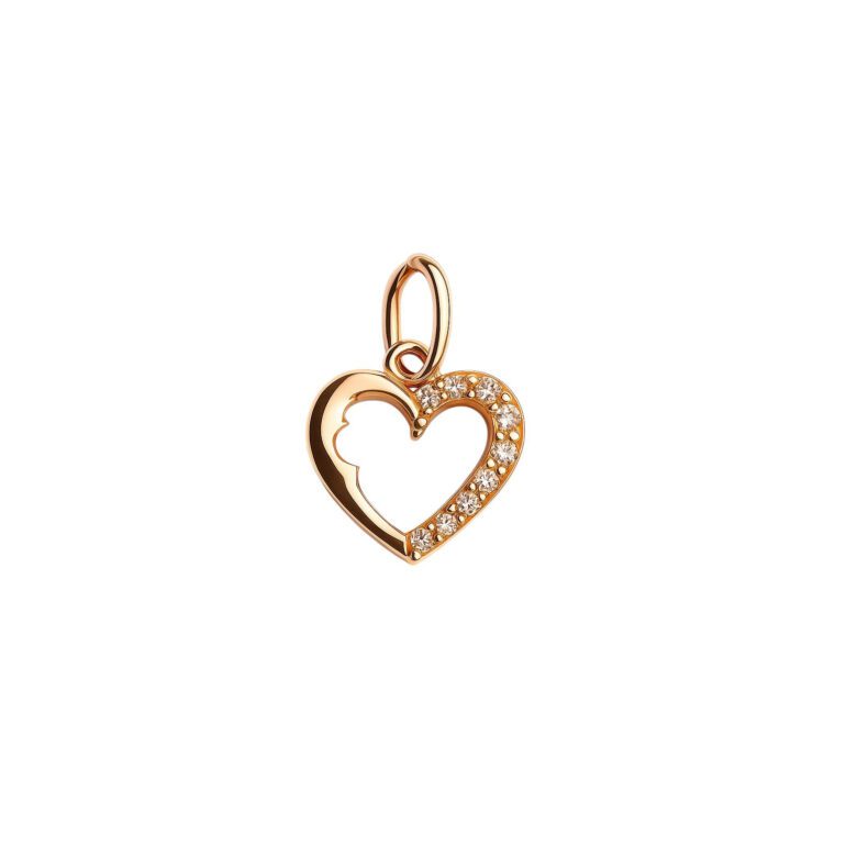 Rose gold heart pendant with cubic zirconia