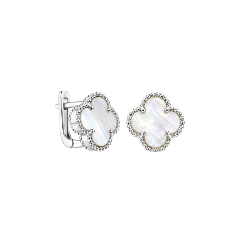 Sidabriniai Auskarai Su Perlamutru - Dobilas